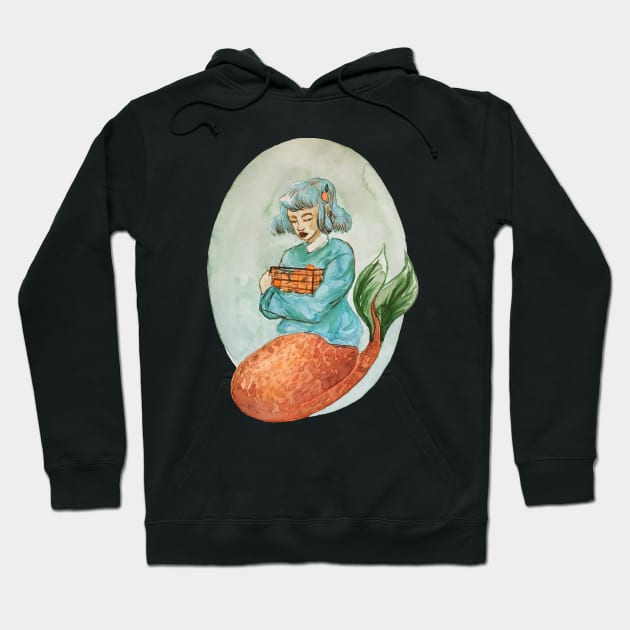 Orange mermaid Hoodie by SosiCreatesArt